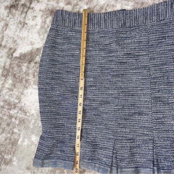 Nanette Lepore Tweed Skirt blue and gray pencil skirt with ruffle bottom SZ 8 - Picture 5 of 12